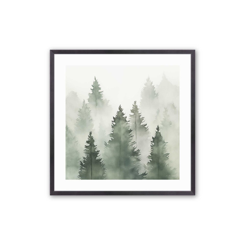 Green Haze Woodland I, Cadre en zinc patiné, H 21,75 po x l 21,75 po