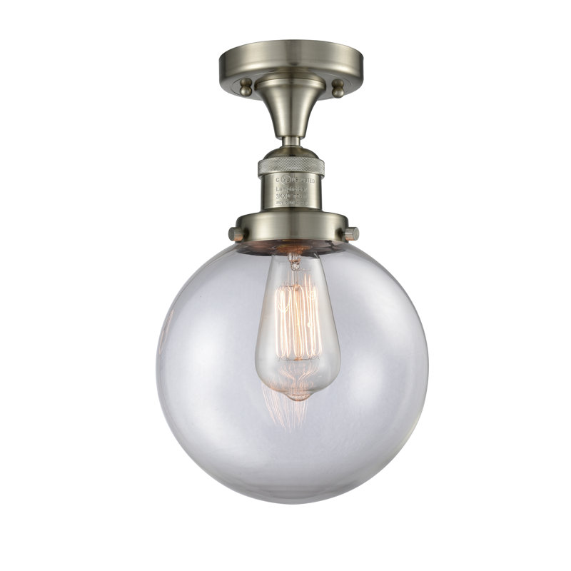 Plafonnier semi-encastré à globe simple 8 lumières Adelaida, Ampoule DEL 6 watts Vinage, Transparent, Or satiné