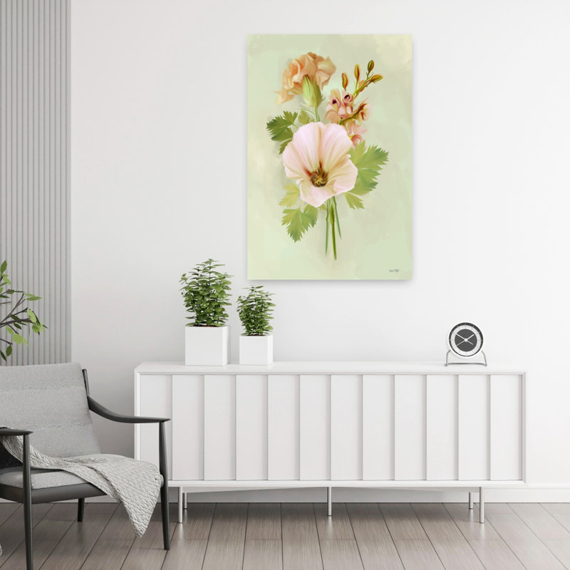 Œillets pêche I, œillets contemporains, art floral printanier, H 36 po x l 24 po