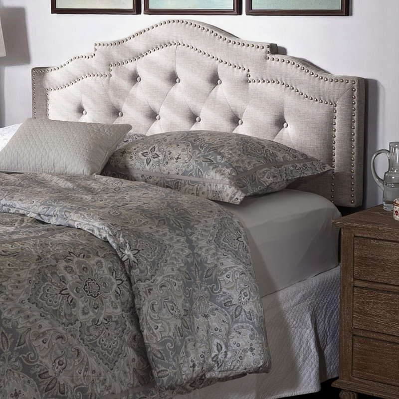 Ernetta Upholstered Headboard, Full, Grayish Beige