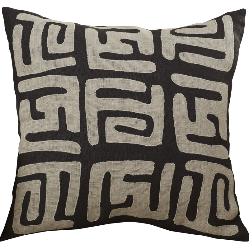 Leighna Appliqued Throw Pillow, 22" H x 22" W x 4" D, Charcoal/Light Gray