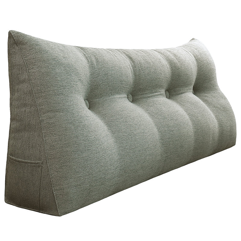 Sit-up Back Comfort Large Triangular Bolster Headboard Reading Wedge Pillow Compression, Full, Gray
