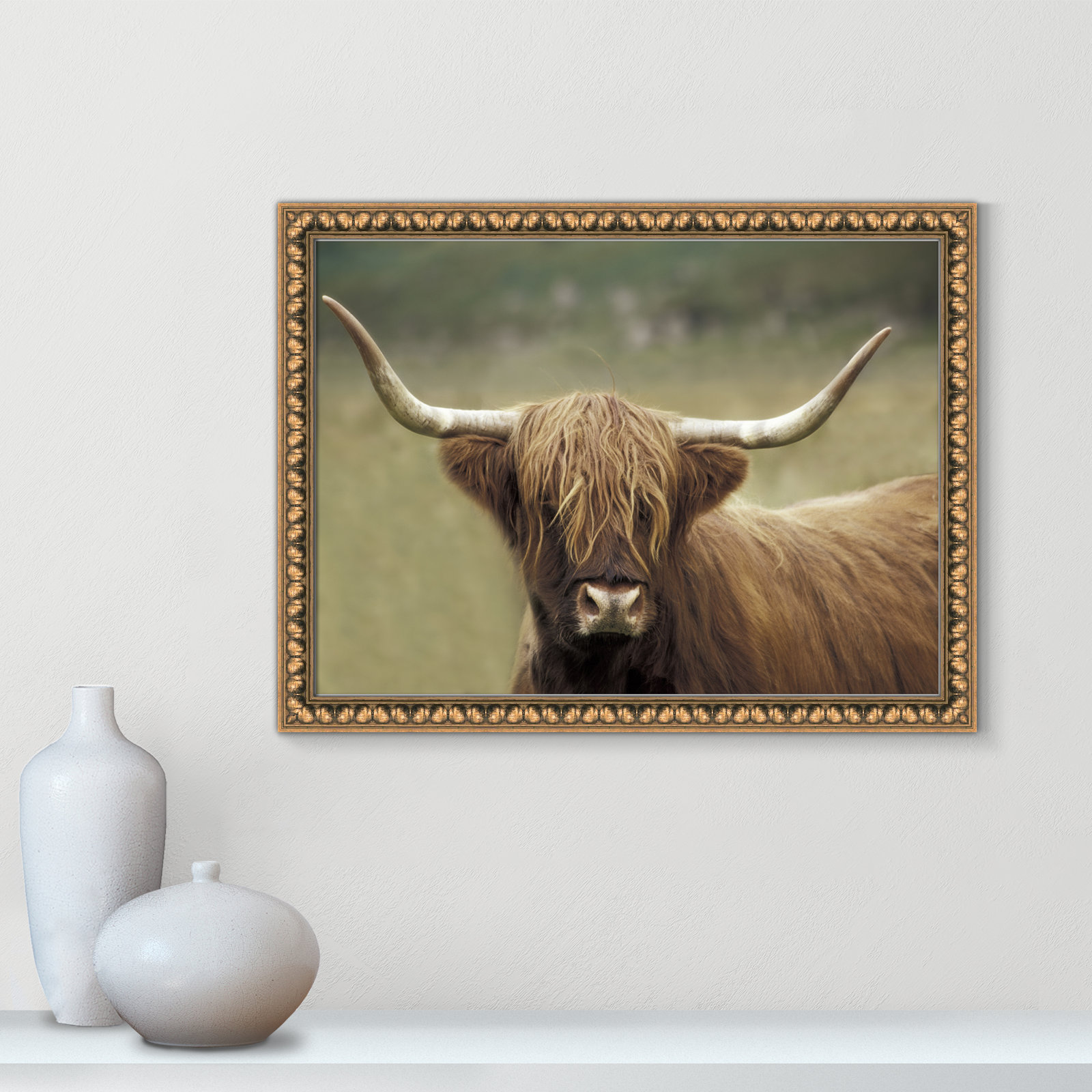 Frederic "Highland Afternoon" Print, Gold Bead Framed, 18" H x 24" W x 1.13" D