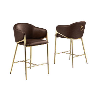 Tabourets Leathaire avec structure en chrome poli