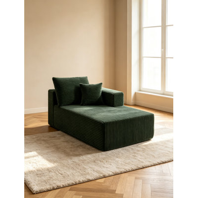 Canapé modulaire en velours côtelé de 63 po de largeur 63 po, canapé minimaliste en forme de U, canapé-lit convertible à siège profond moderne, canapé-lit rembourré pour le salon