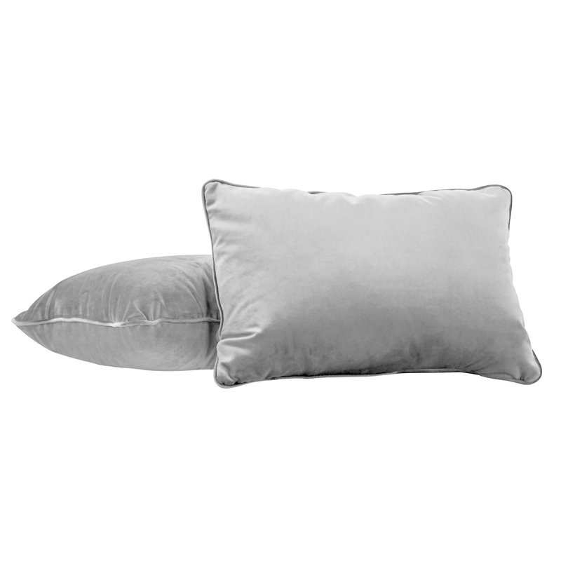 Rectangle Lumbar Microfiber Pillow with Piping, 2-pack, Sterling, Rectangular 16"H x 24"W