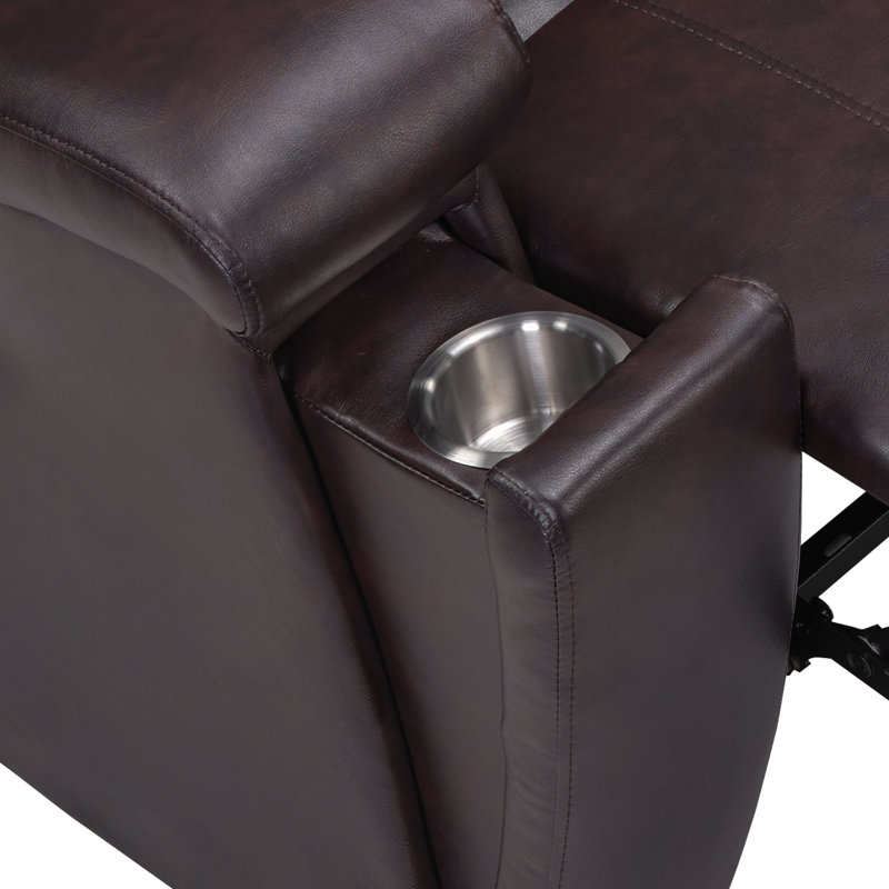 Anglee 2 - Piece Faux Leather Manual Reclining Living Room Set with Hidden Cupholder, Espresso