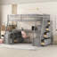 Lit mezzanine simple avec 7 tiroirs, 2 tablettes et bureau intégré - gris, peu encombrant et multifonctionnel-133490514-133490513