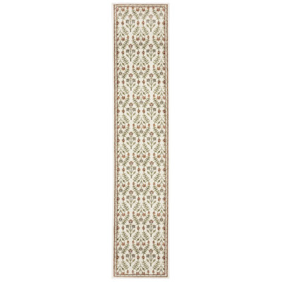 Adela Bordered Floral Traditional Ivory/Red Area Rug