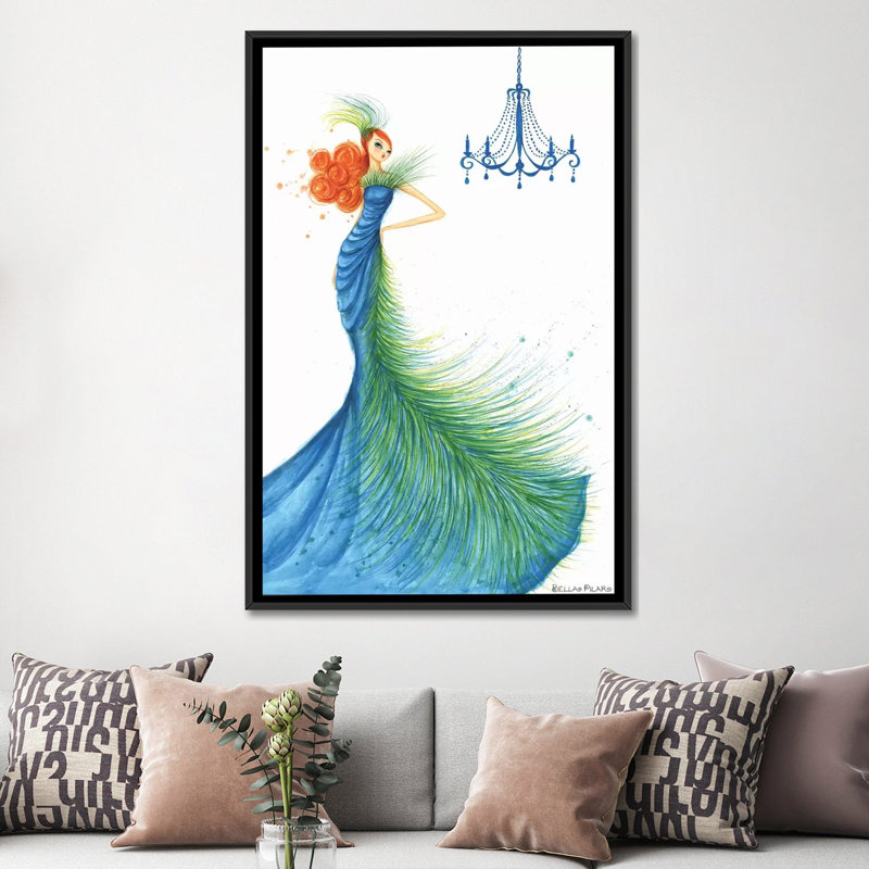 «Couture Feather» par Bella Pilar, reproduction d'art sur toile tendue, H 8 po x l 12 po x P 0,75 po, Toile tendue