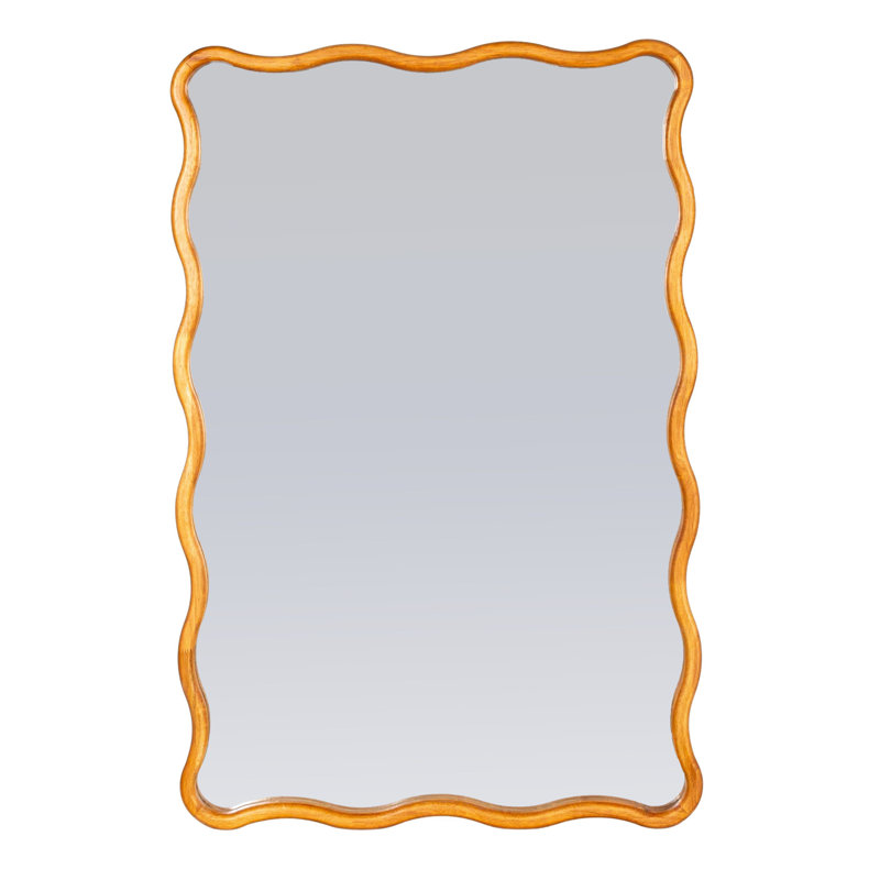 Enton Rectangular Mirror With Scalloped Wooden Frame