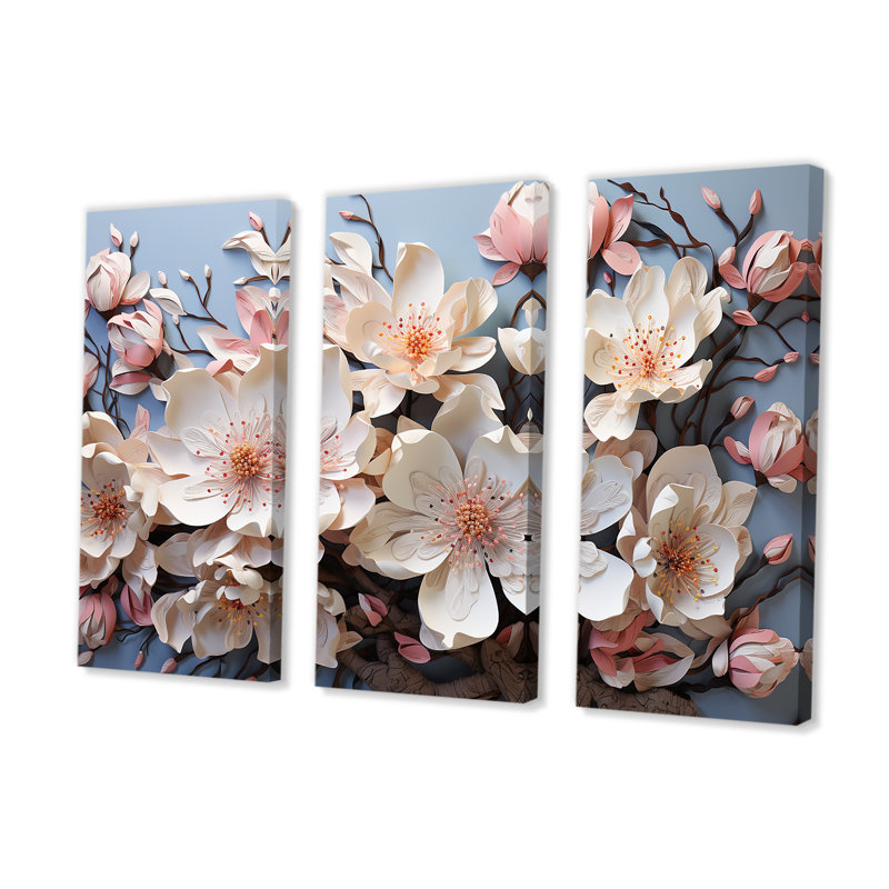 «Lavish Magnolia Tree II - Magnolias», ensemble d'art sur toile, H 28 po x l 36 po x P 1 po