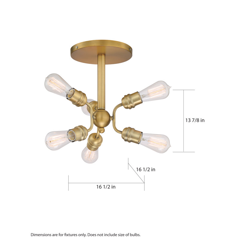Nester Semi Flush Mount, Brushed Brass