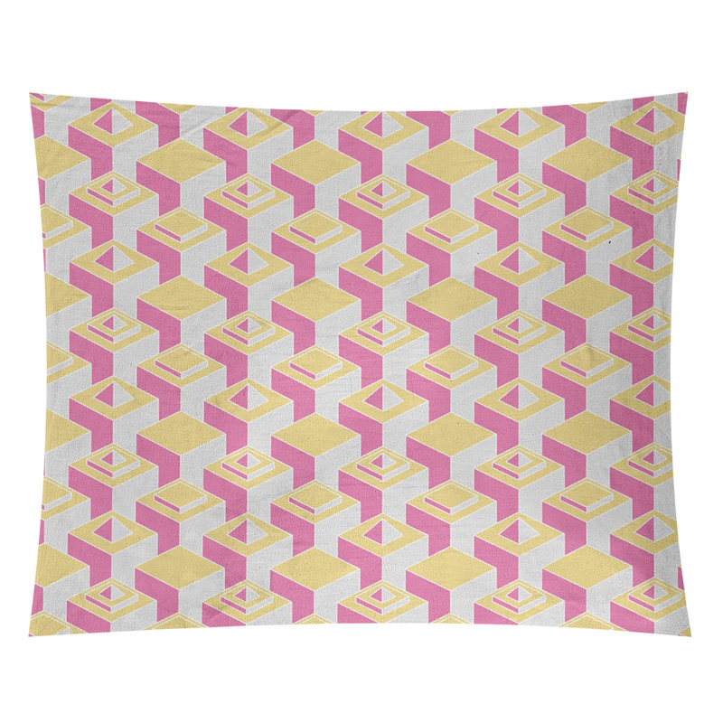 Tapisserie, H 88 po x l 104 po, Jaune / Rose