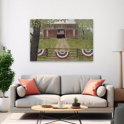 God Bless America Barn - Contemporary Patriotic July 4Th American Flags Art
