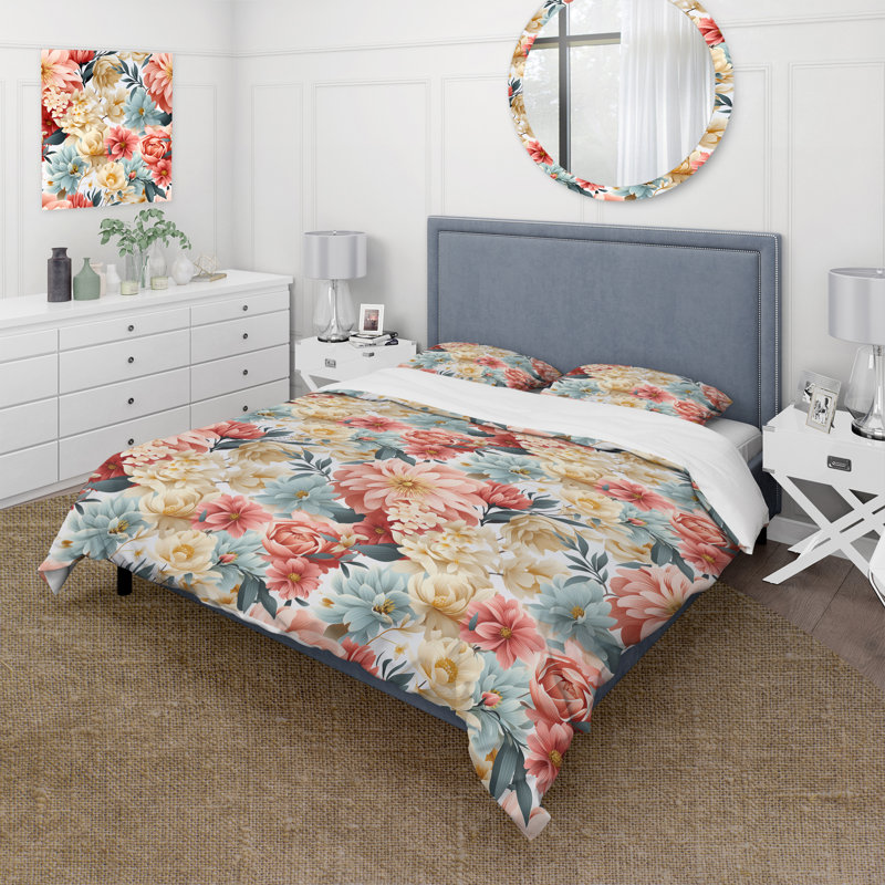 Ensemble de housse de couette Antique Pastels Boho Accents III, Housse de couette pour grand lit et 2 taies décor