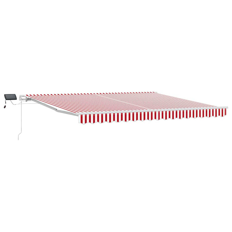 VidaXL Retractable Patio Awning, Red/White, 165cm H x 400cm W x 300cm D, Striped