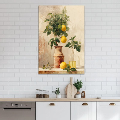 Art mural citron, cuisine murale citron, art mural rétro sur toile de fruits, impressions murales méditerranéennes pour la cuisine, art mural italien, photos pour la cuisine, affiche pour mur 18 po x 24 po