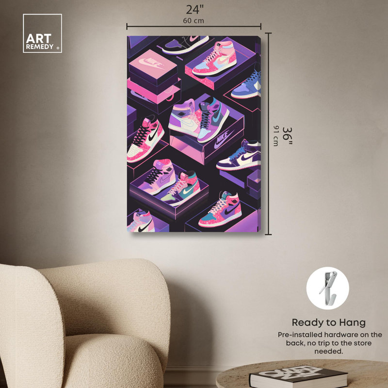 «Neon Pastels Sneakers» par Art Remedy, H 36 po x l 24 po, Toile tendue