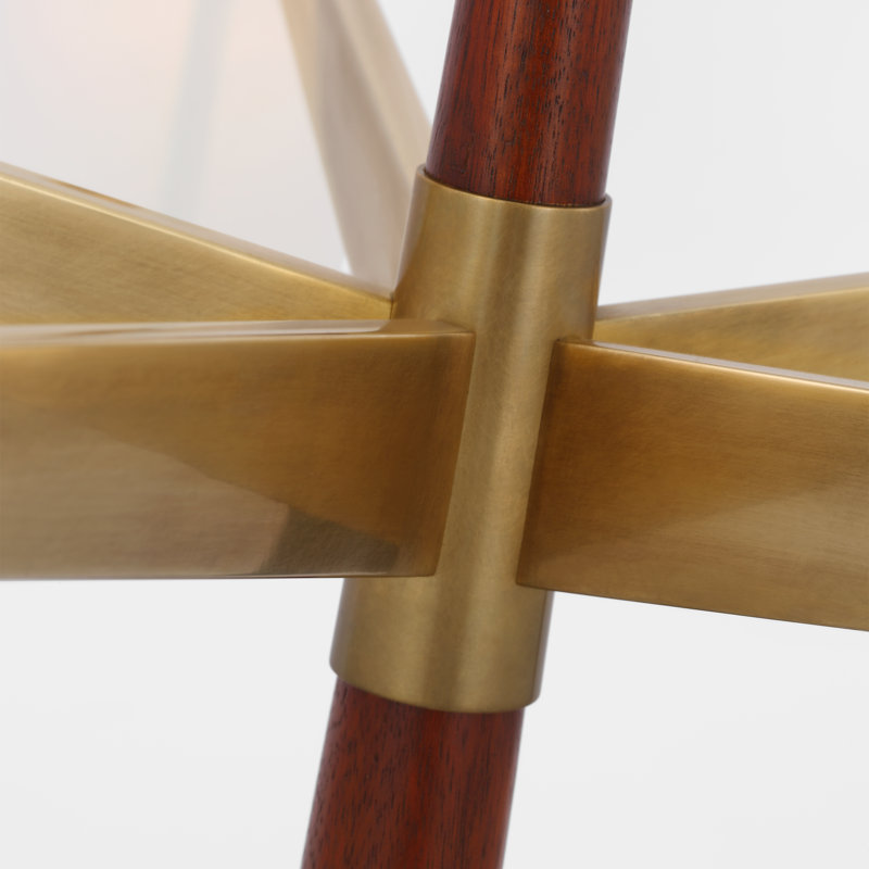 Olina 5 - Light Chandelier, Hand Rubbed Antique Brass/Mahogany