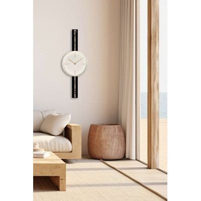 Horloge murale élégante, noire et crème, 11,8 po de diamètre | Fabrication 100% acier, épaisseur: 0,04 po | Conception élégante pour une décoration moderne, parfaite pour le salon ou le bureau, durable et chic