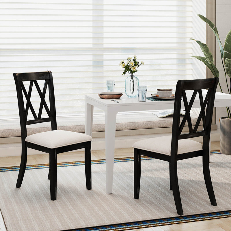 4 PCS Farmhouse Dining Chairs Modern Kitchen Chairs with Elegant Hollowed backrest, 4
