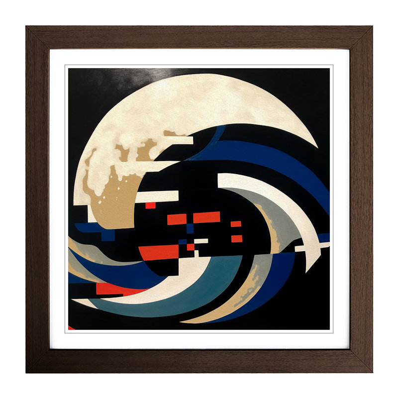 Japanese Wave Suprematism - Framed Print, Walnut