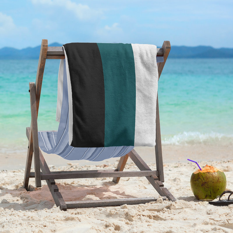 Beach Towel, Light Green/Off White/Black