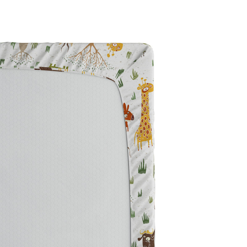Microfiber Floral Fitted Sheet, Twin Fitted Sheet, Orange/Green Animal Floral