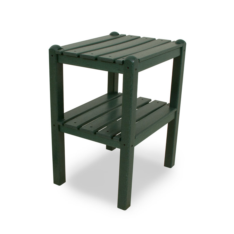 POLYWOOD Two Shelf Side Table, Hunter Green
