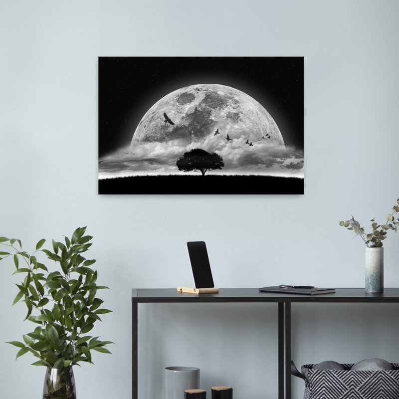 A Dream Dreamy Surreal Abstract Bird Tree Landscape Wall Art Print 1 Piece Wrapped Canvas Wall Art, 40.64cm H x 60.96cm W