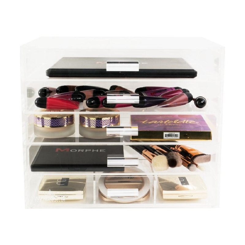 Organisateur de maquillage à 5 niveaux en acrylique avec six séparateurs amovibles