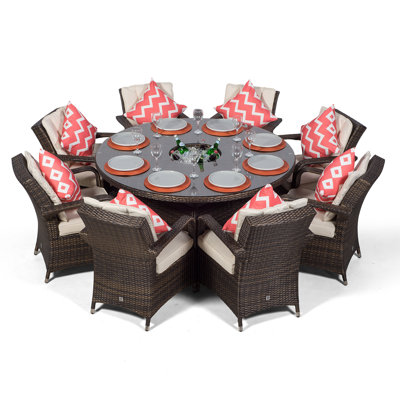 Karas 8 Seater Dining Set with Cushions and Parasol