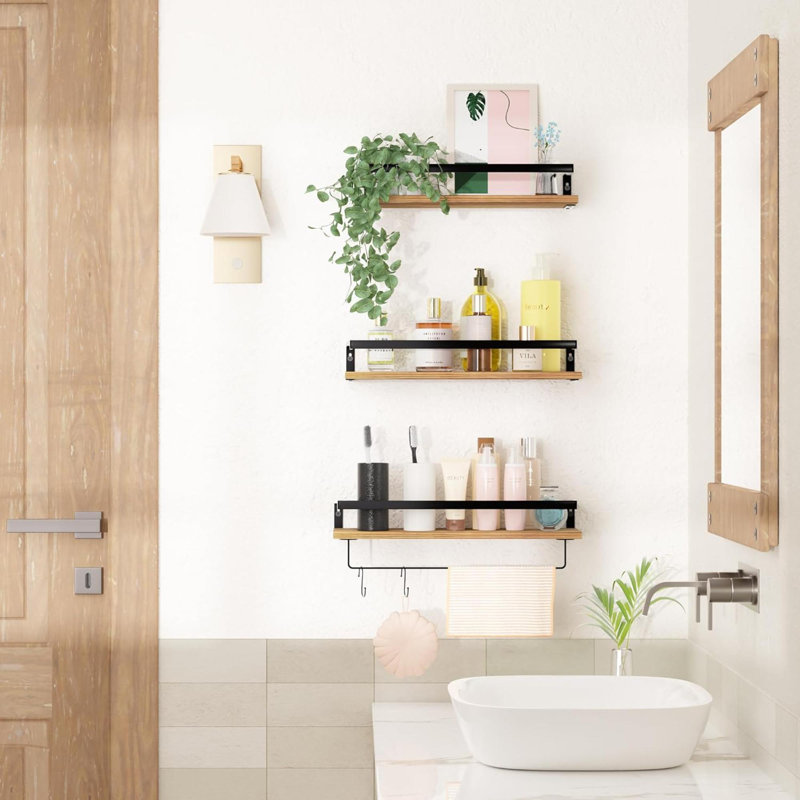 Lakye 3 Piece Wood Bracket Shelf