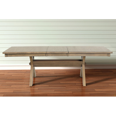 Raven Wood Trestle Extendable Dining Table with Leaf, Glazed Pine Brown - Table Base