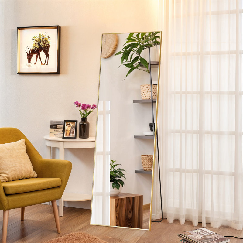 Miroir de plancher pleine longueur, Doré, 64 po x 21 po