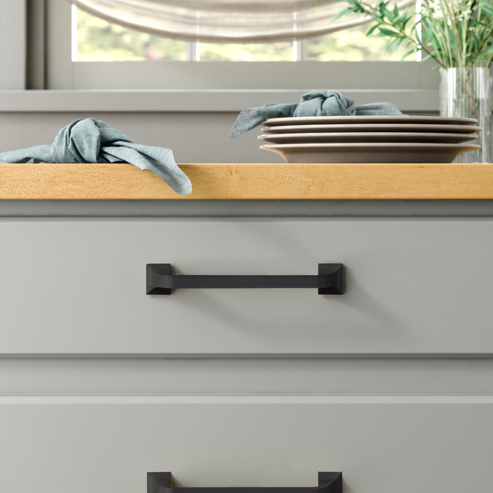 Forge Collection Pull - Farmhouse Hardware for Drawers & Cabinets, Black Iron, 5-1/16"