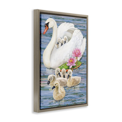 Cadre flottant Swan Family & Lotus Flowers, design par Rosiland Solomon