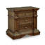 Table de chevet Lesa, 3 tiroirs avec boutons ovales en laiton antique, brun 32 pouces