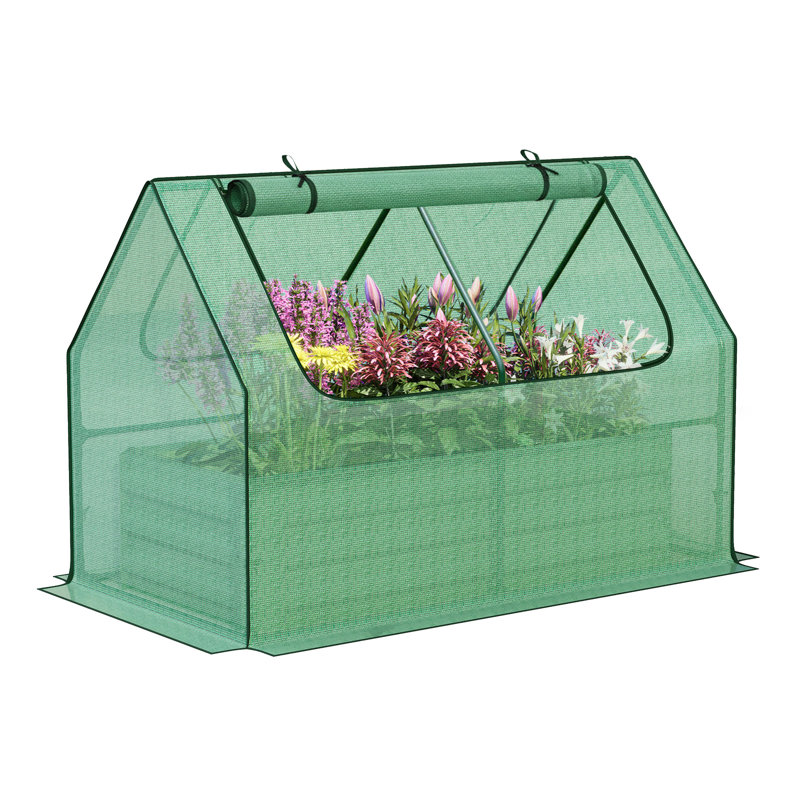 Raised Garden Bed Kit, 4x2x1 FT Galvanized Planter Box with PE Cover, 35.43" H x 51.18" W x 27.55" D, Green