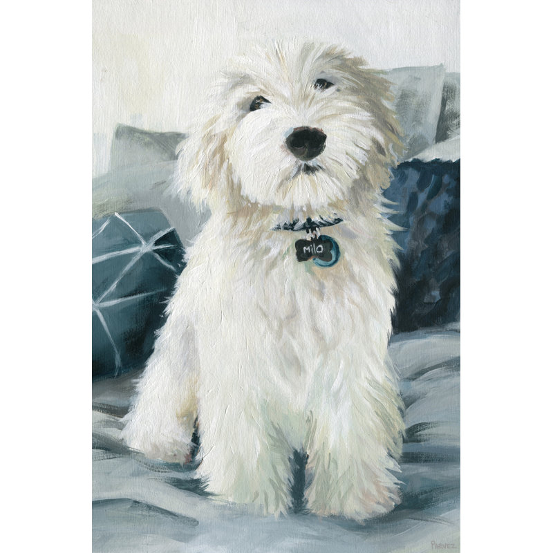 White Furry Friend by Parvez Taj - Wrapped Canvas Painting, 30 cm H x 20 cm W x 4 cm D