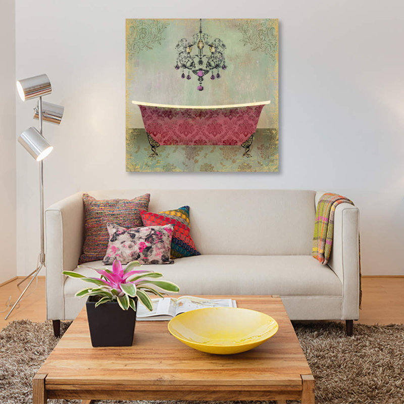 « boudoirs, salle de bain ii », impression sur toile, H 12 po x l 12 po x P 1,5 po, Toile tendue, Pas de tapis