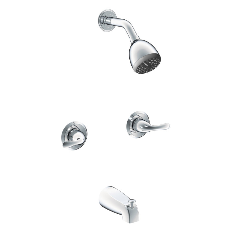 Système de garniture de douche Nita Vantage: pomme de douche ronde de 3 po, ensemble de poignées simples, bec de baignoire et soupape brute inclus - chrome poli