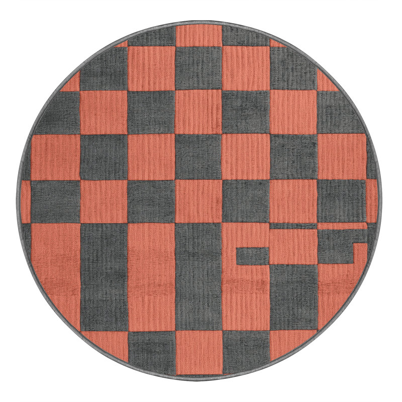 Tapis botanique brun lavable à la machine, Rond 4 pi