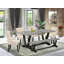 Ensemble de table de cuisine 5 pièces pour 4 personnes comprenant une table de salle à manger rectangulaire avec pieds en V et 4 chaises rembourrées en lin beige clair, 101,6 x 182,9 cm (40 x 72 pouces).-1913092658-1913092659
