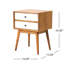 Table de chevet 2 en teinture naturelle - Rangement pratique pour chambre à coucher avec 2 tiroirs