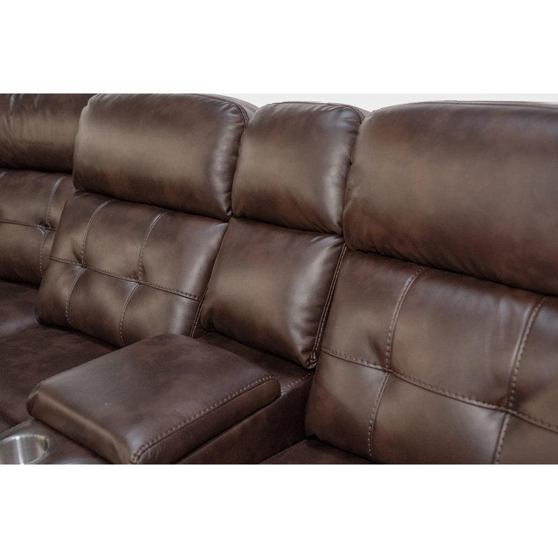 Tanvika 3 - Piece Vegan Leather Sectional, Light Brown Faux Leather