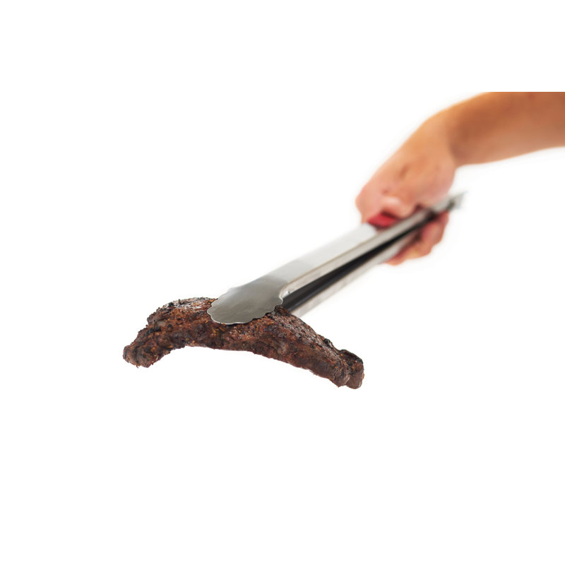 GrillPro 20-Inch Red and Silver Stainless Steel Grill Tongs