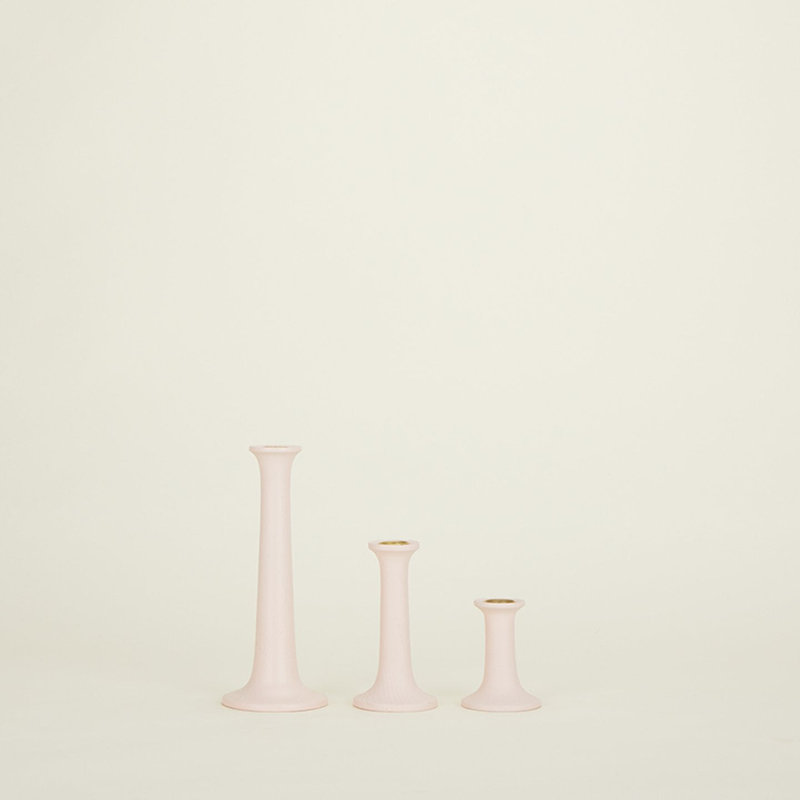 Simple Solid Wood Tabletop Candlestick, Blush, 5.5" H x 3.5" W x 3.5" D