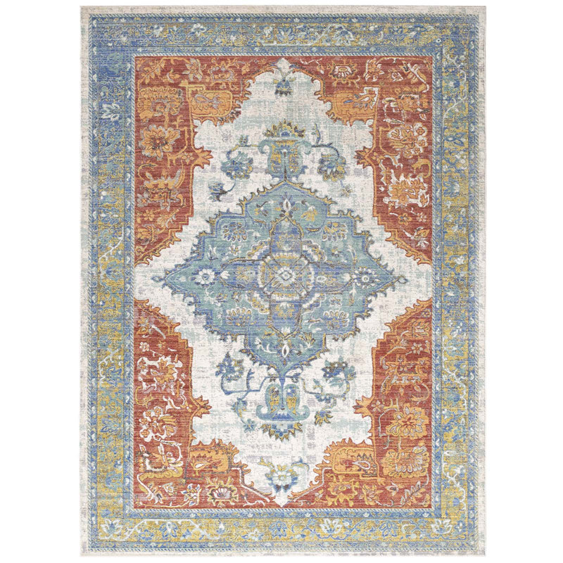 Modway Yaretzi Distressed Southwestern Aztec Area Rug, Rectangle 5' x 8'